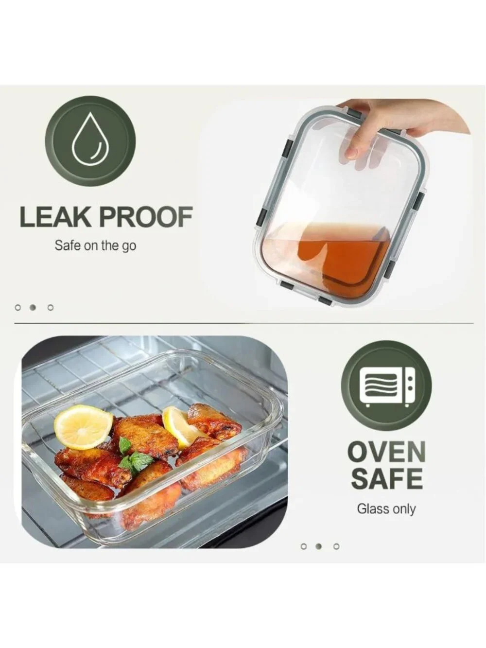 30 oz Glass Meal Prep Containers - 10 Pack, Airtight Food Storage, Microwave